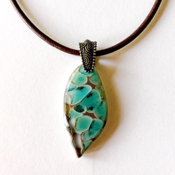 Jewelry - Blown Glass Pendant with Leather Cord